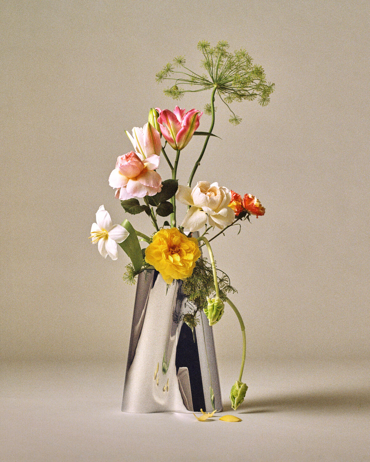 Lituus vase, Rustfrit stål - H34 cm.